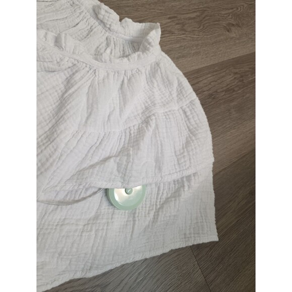 Joie 3X White Crinkle Gauze Boho Flutter Sleeve Peasant Top Blouse Plus Size - Picture 9 of 11